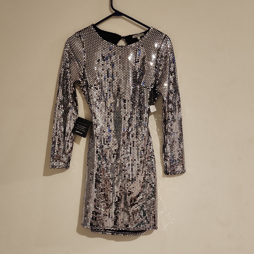 Charlotte Russe Metallic Long Sleeve Dress